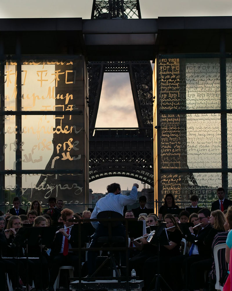 June 4 - Paris: The D-Day Memorial Wind Band performs at the Eiffel Tower (pc: Sam Held)
