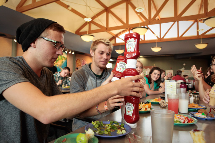 Dining Commons Ketchup Stacking