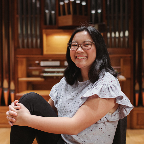 Katrina posing inside the Zhang Hall