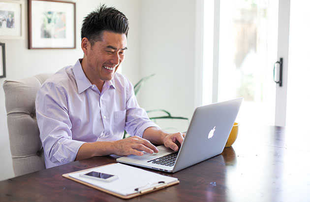 Online student working from his computer.