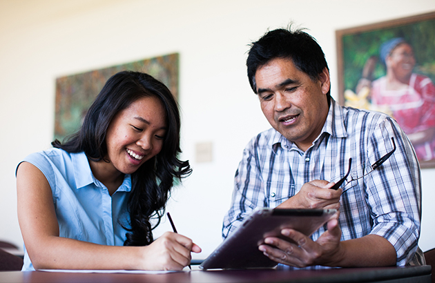 student receiving help from professor