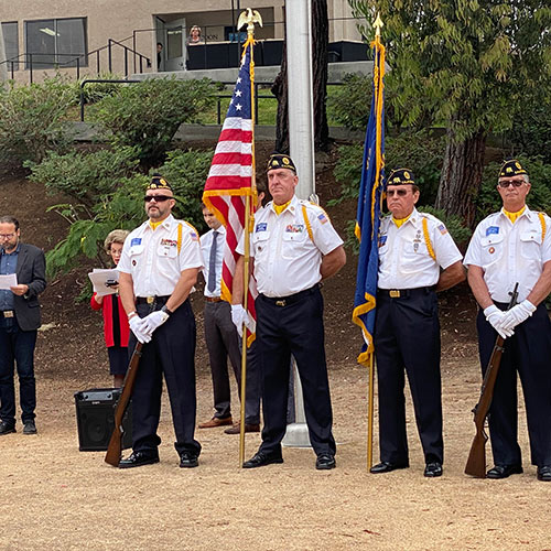 Saluting the flag