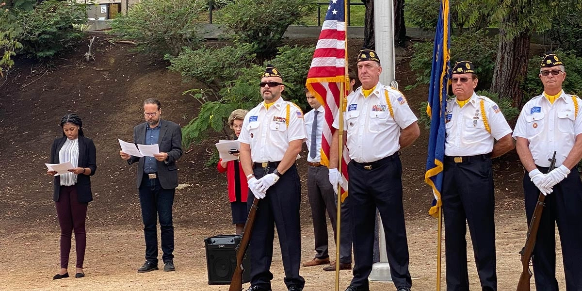 Saluting the flag