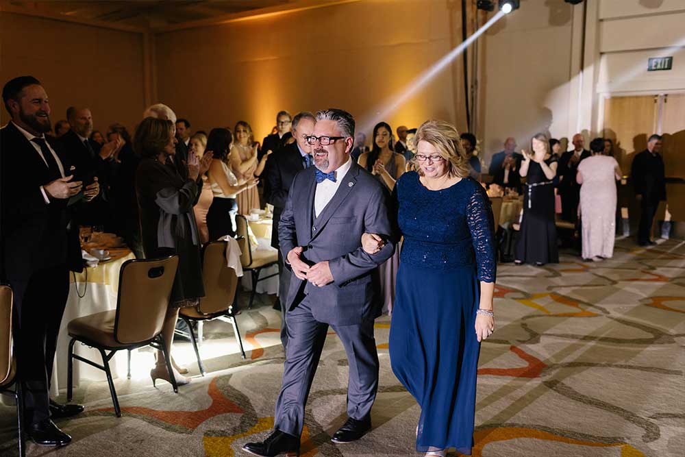 President Thomas and his wife being welcomed at the inaugural ball