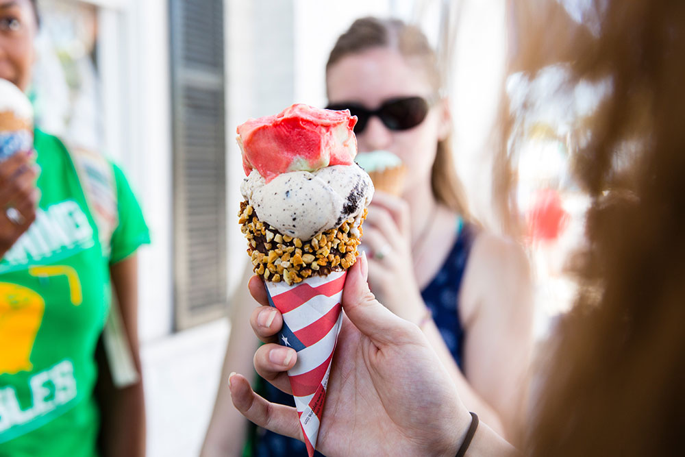 Student with an ice cream cone