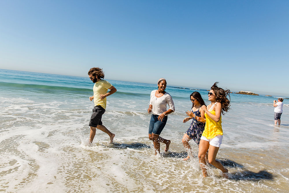 Students at the beach