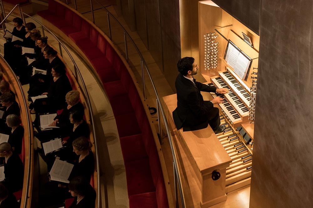 Dr. Tom Mueller playing organ