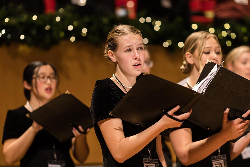 Students singing at Segerstrom