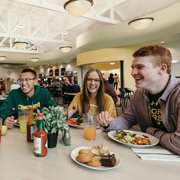 Students dining in the caf
