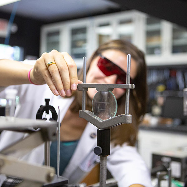 Female student in the science lab