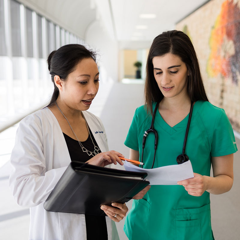 Female nurses having a conversation