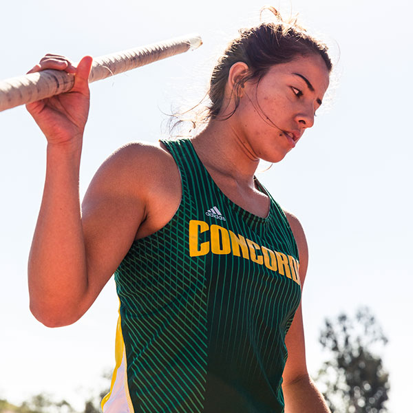 Female track and field athlete at practice