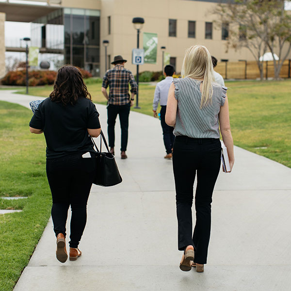 Guests walking around campus