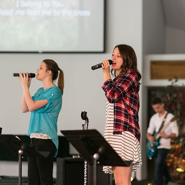 Students worshiping during chapel