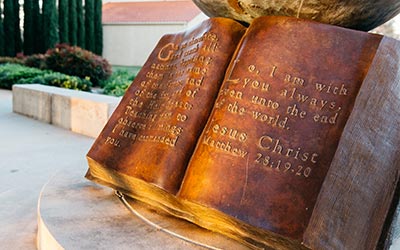 Bible verse on Grimm Hall globe