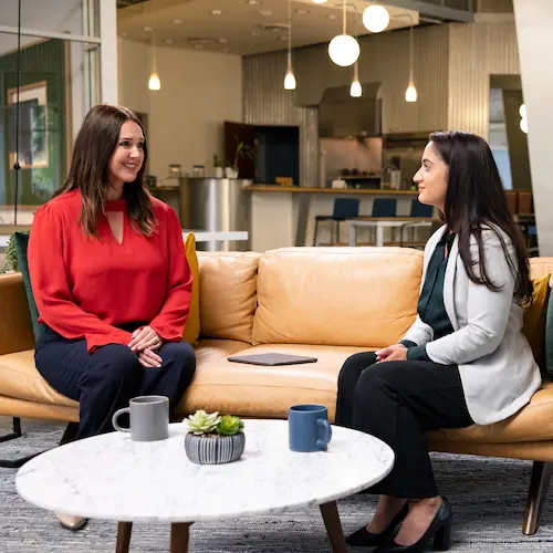 Two professional women having a conversation