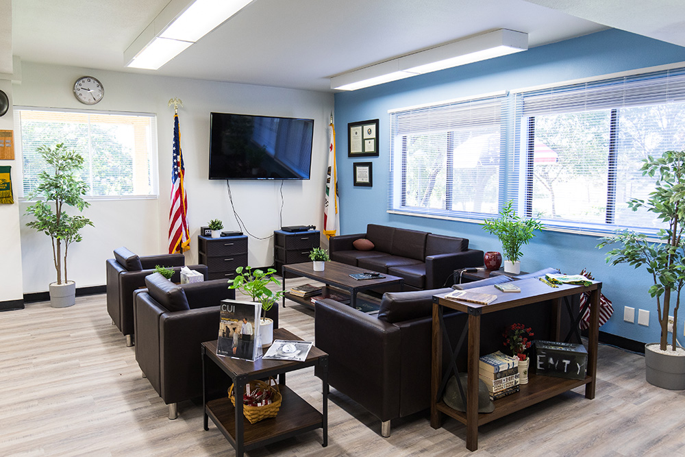 The lounge in the Veterans Resource Center