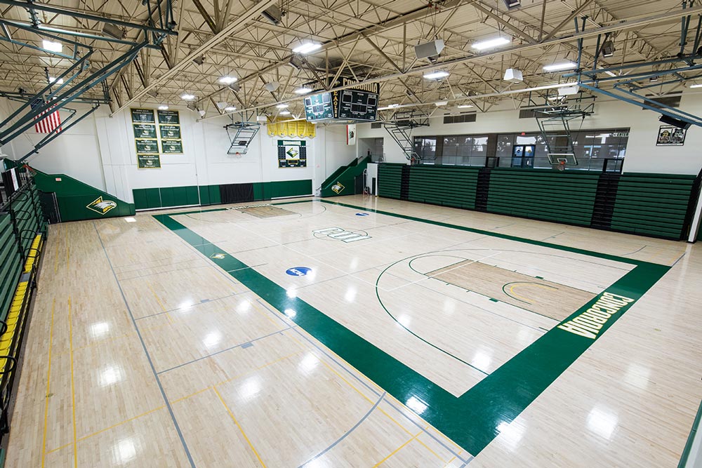 The NCAA DII basketball and volleyball courts inside the CU Arena