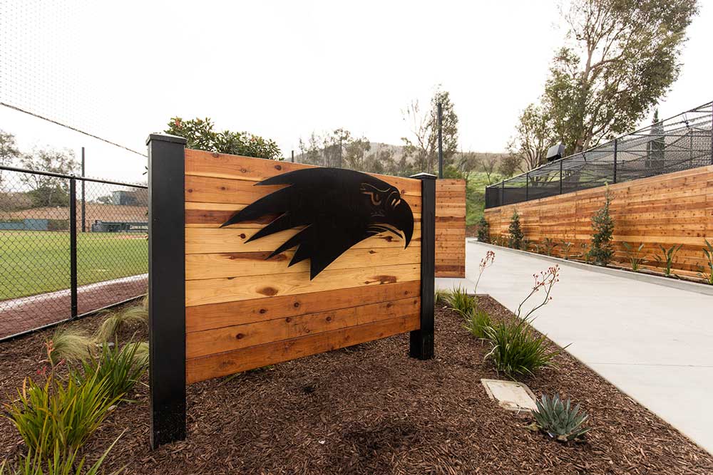 The Concordia Eagle welcomes spectators to the NCAA DII Baseball field.