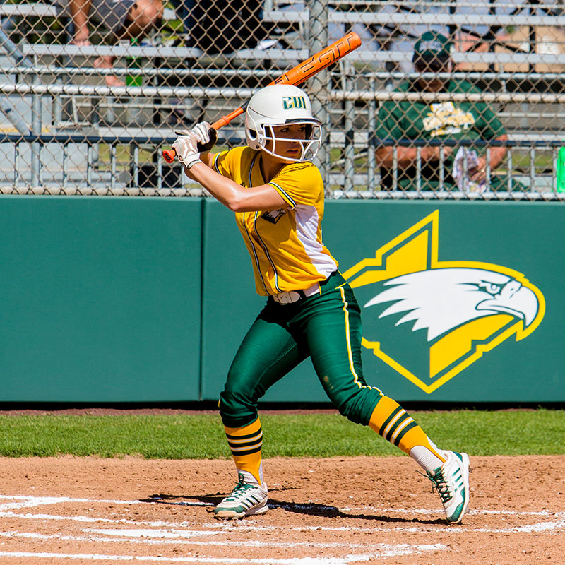 CUI softball player getting ready to hit