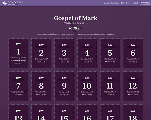 Lenten Devotion Calendar