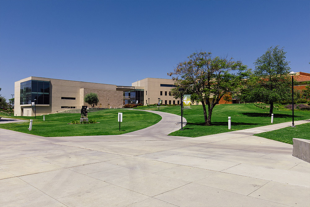 Robert Allan Grimm Hall - North and South as viewed from the Gym Breezeway