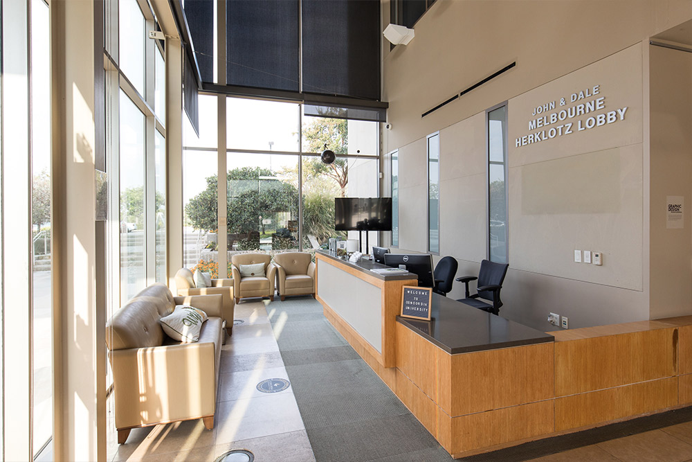 The John & Dale Melbourne Herklotz Lobby and Undergraduate Admissions Welcome Center in Grimm Hall