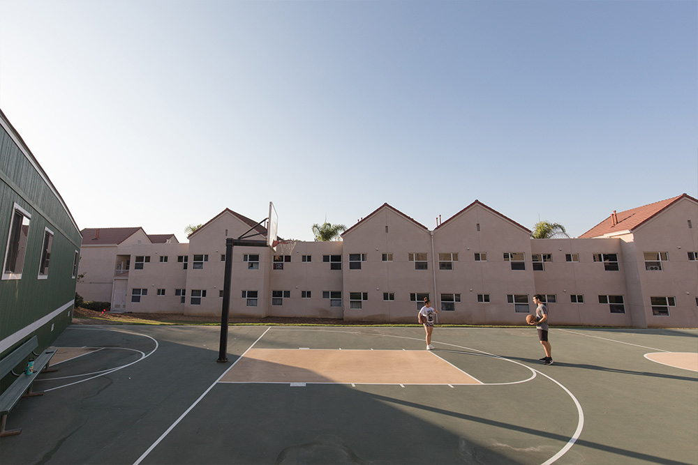 The outdoor basketball court at the Residence Halls