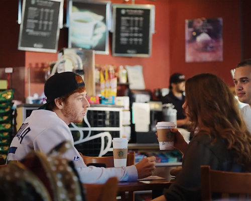 Students drinking coffee