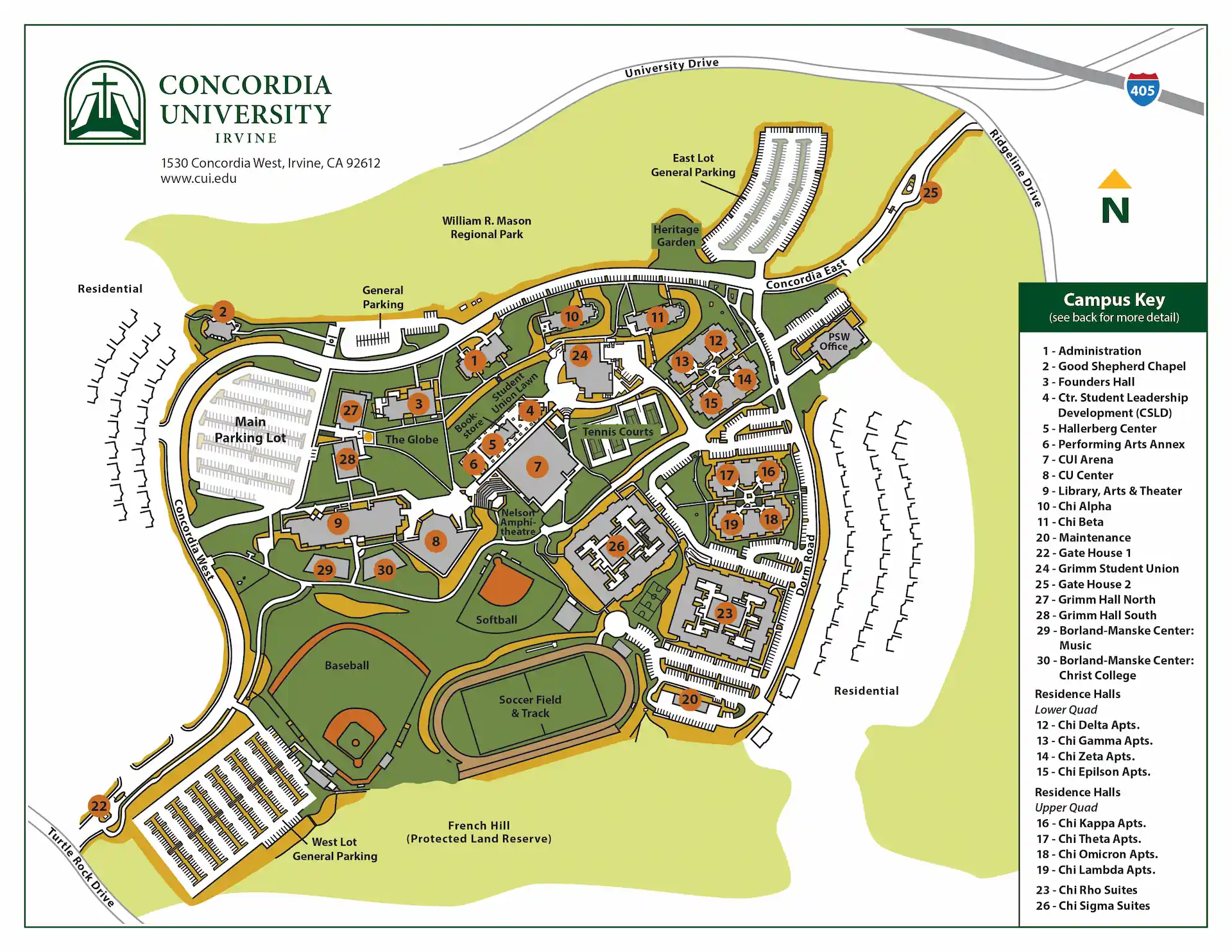 Map of Concordia University Irvine