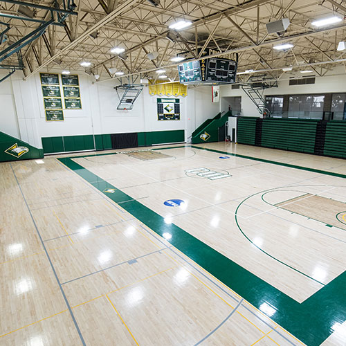 upgraded volleyball courts and basketball courts