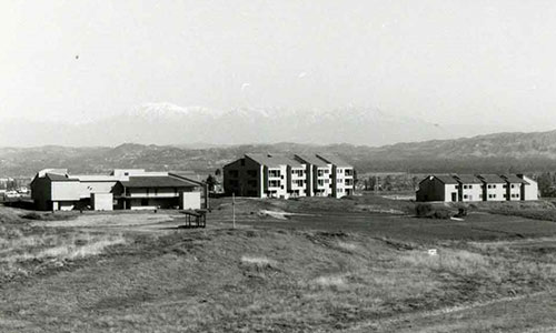 Founders Hall and Alpha Building 1979