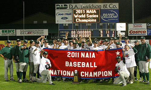 CUI baseball team celebrating