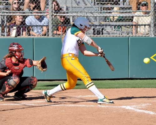 Ryann Ferguson playing softball