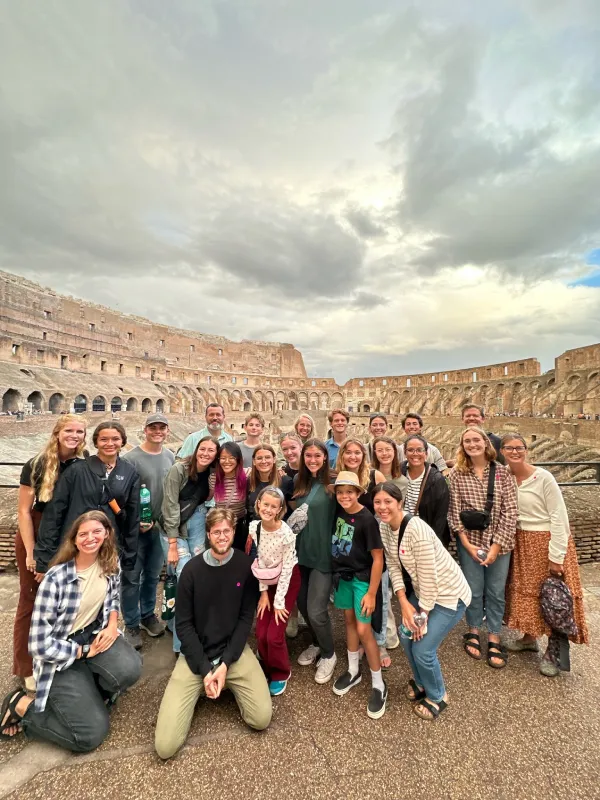 Group outside the colosseum