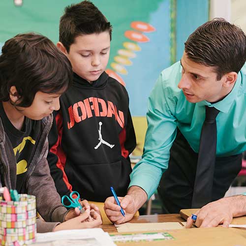 teacher with children