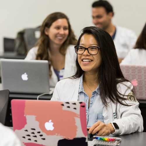 Nursing students on their computers