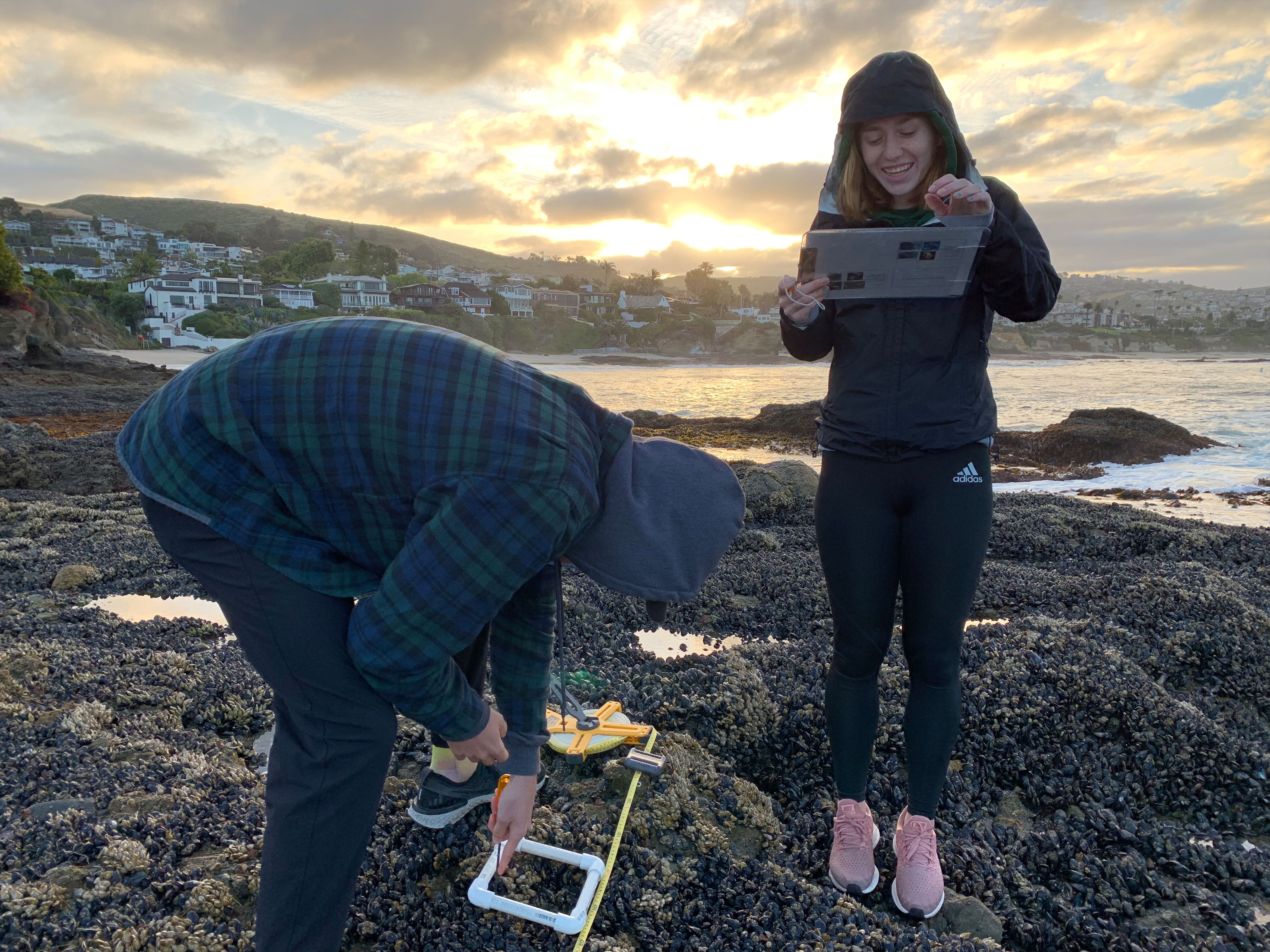 Two students doing research at Shaw's Cove