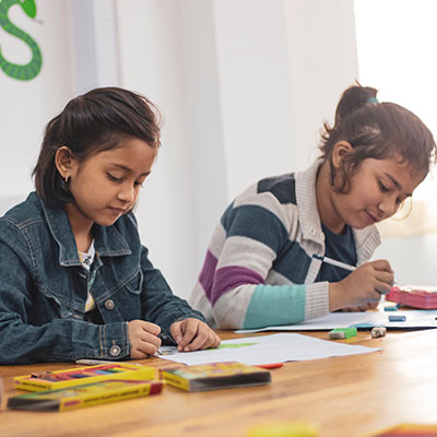 Children working in the classroom