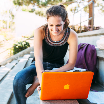 Student on her laptop