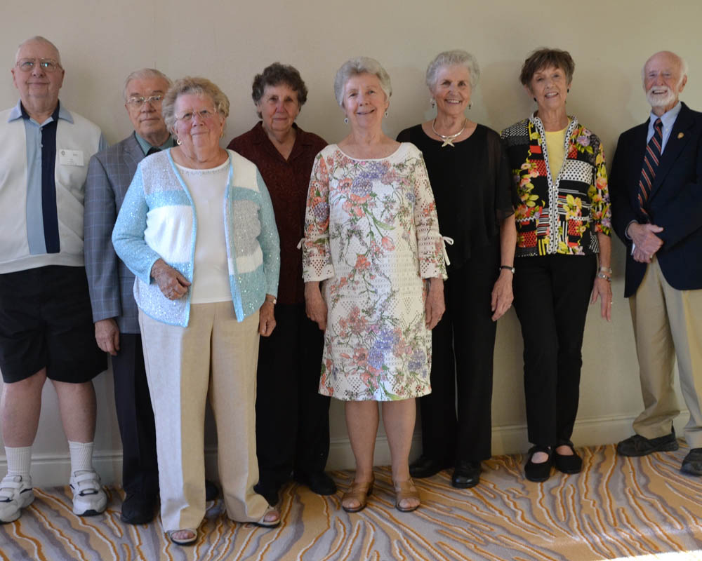 Bob Golden, Howard Menche, Donna (Lininger) Menche, Joan (Pursell) Hansen, Mariliyn (Klintworth) Sheldahl, Lorine (Willweber) Timmerman, Jean (Gerdes) Faszholz, Walter Fitzpatrick