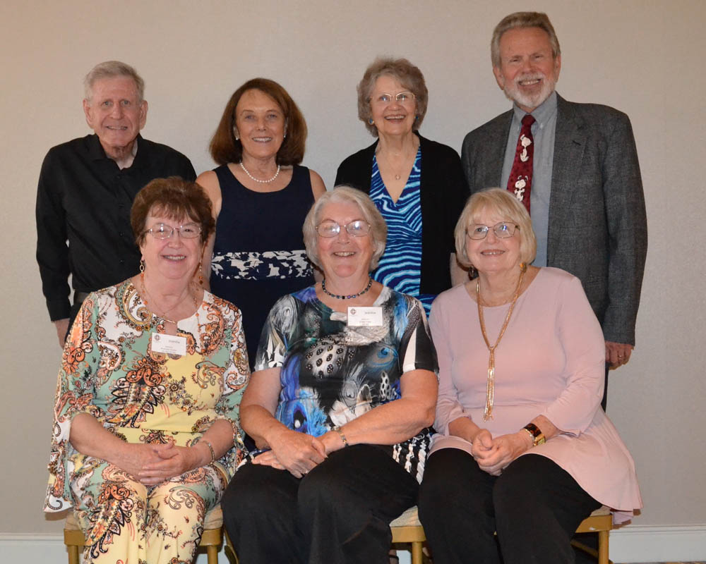 Standing - Jerry Reinertson, Gloria (Matranga Browner) Radmore, Joyce (Holsten) Brown, John Bernstein; Seated - Juanita (Buehner) Kuehn, Jeanice (Krage) Tipps, Ede (Carter) Stratton