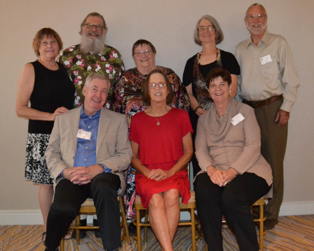 Standing - Sharron (Siebert) Arnold, Ron Arnold, Geraldine King, Lynne (Visser) Abraham, Stan Abraham; Seated - Bill Swift, Leta (Bakke) Delurgio, Marcia (Brandt) Swift