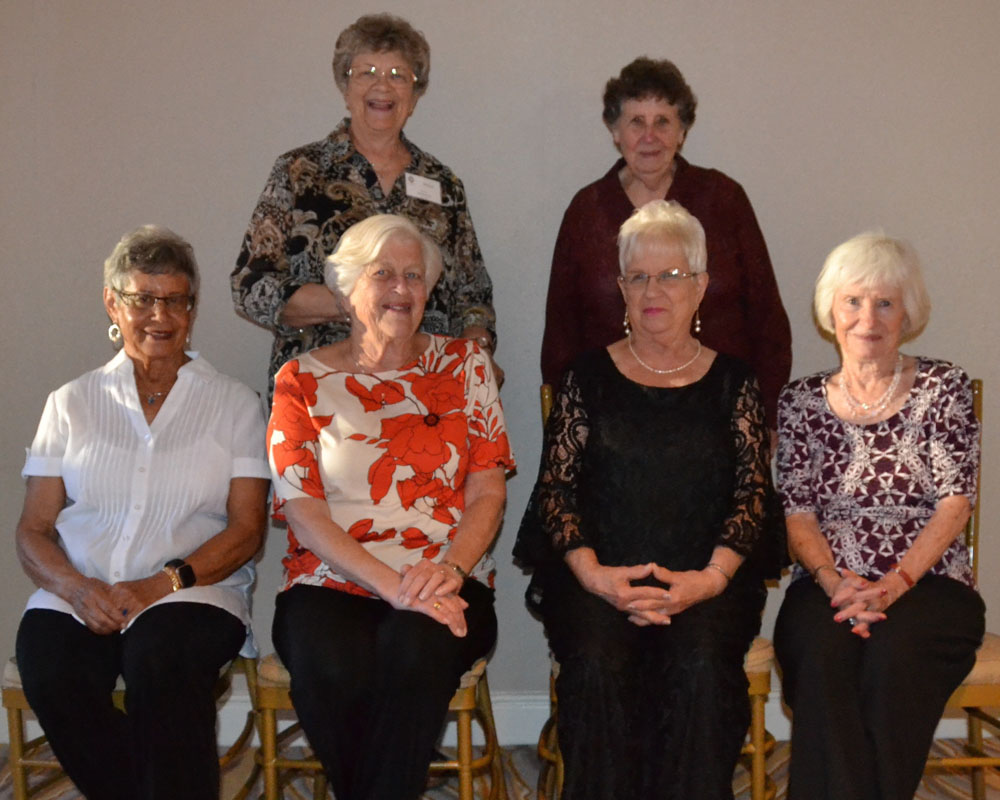 Standing – Sharon (Steinbeck) Self, Joan (Pursell) Hansen; Seated - Janet (Green) Remmert, Eleanor (Kuechler) McFarland, Karen (Johnson) Elliott, Janet (Jacobsen) Constantinides