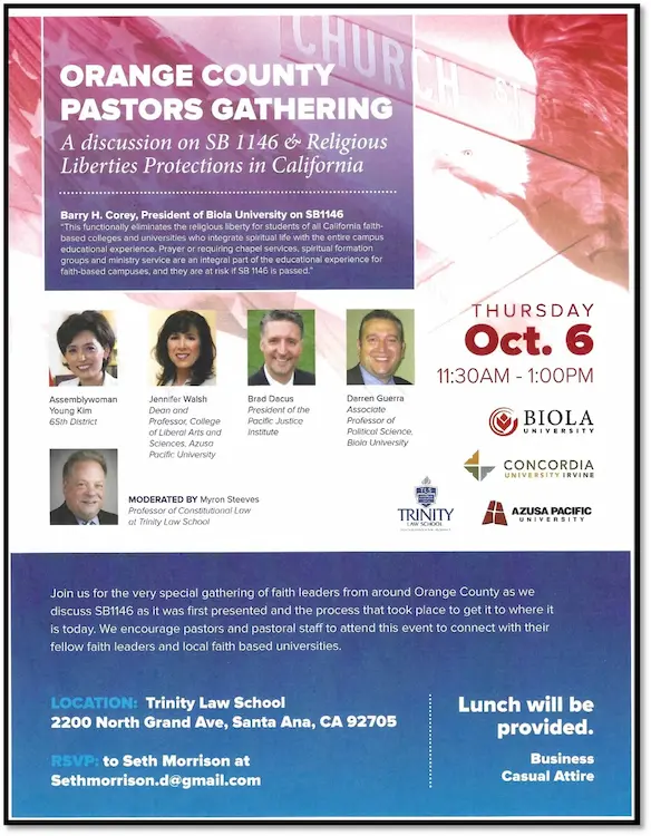 flyer for the Orange Count Pastors Gathering