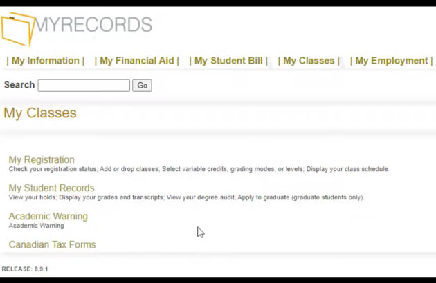 My Classes in MyRecords