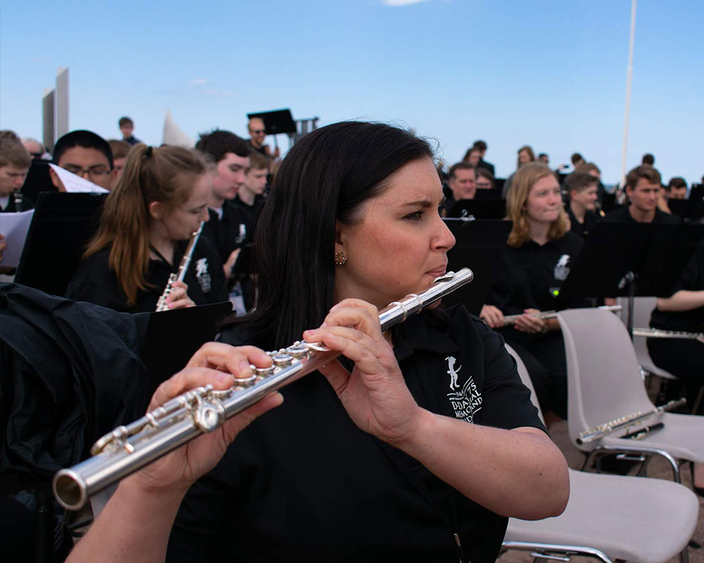 Allison Lacasse played our Omaha Beach concert on a flute that was brought onshore at Omaha Beach on D-Day by WWII veteran Dale Shaffner (pc: Sam Held)