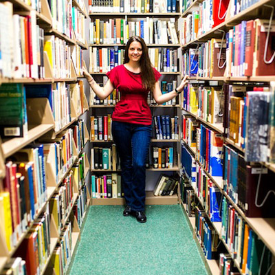 Kristina Deusch in the library