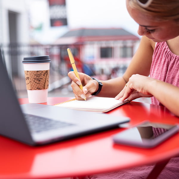 Student working on a computer