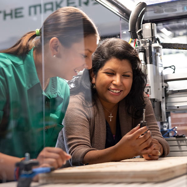 Female student in science lab